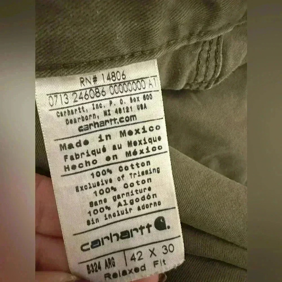 Carhartt Mens  Pants Size 42x30 Carpenter Green Cargo Pockets - Picture 3 of 5